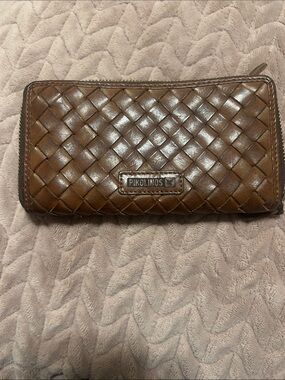 PIKOLINOS Braided Leather Zip-Around Wallet - Brown